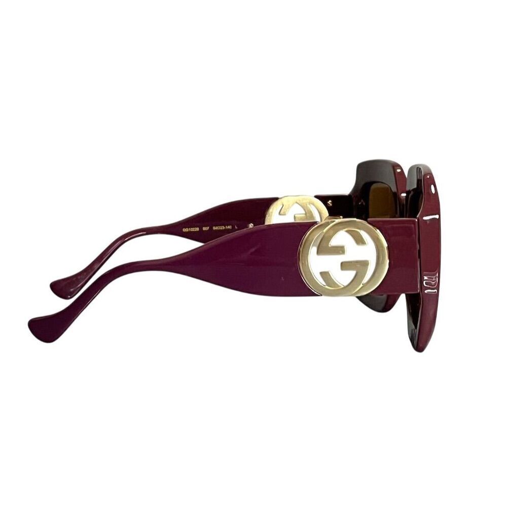Authentic GUCCI GG1022S Women's Square Brown Plum Sunglasses Luxury Summer - Picture 5 of 13